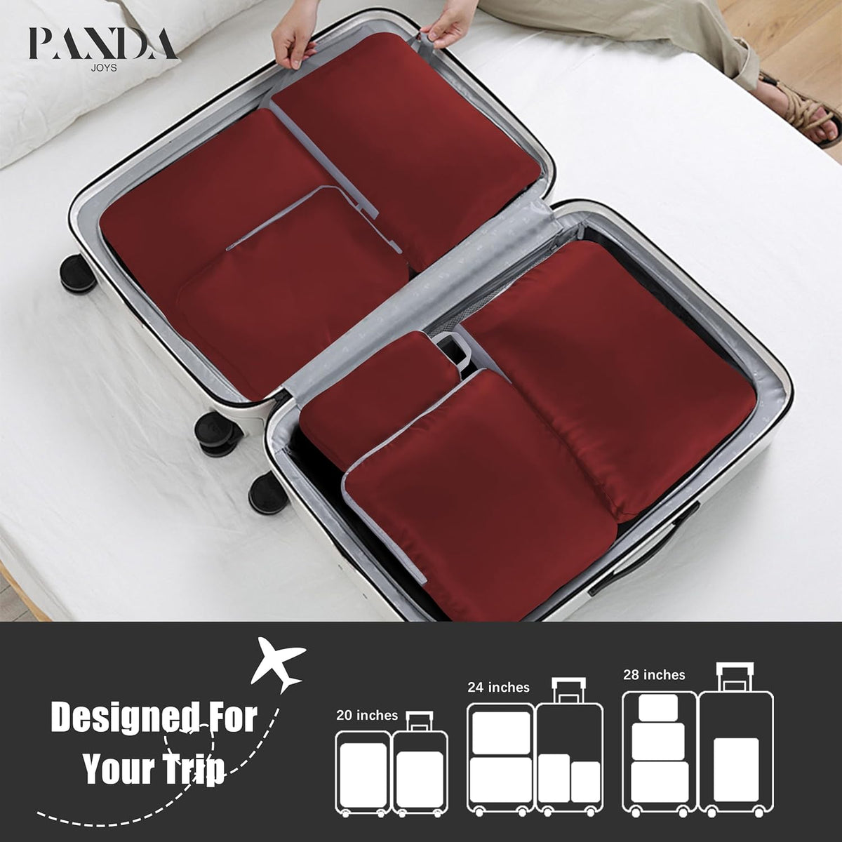 4 Set Compression Packing Cubes Travel - Travel Accessories Expandable Packing Organizers for Carry On - Essentials Luggage Bags - Black