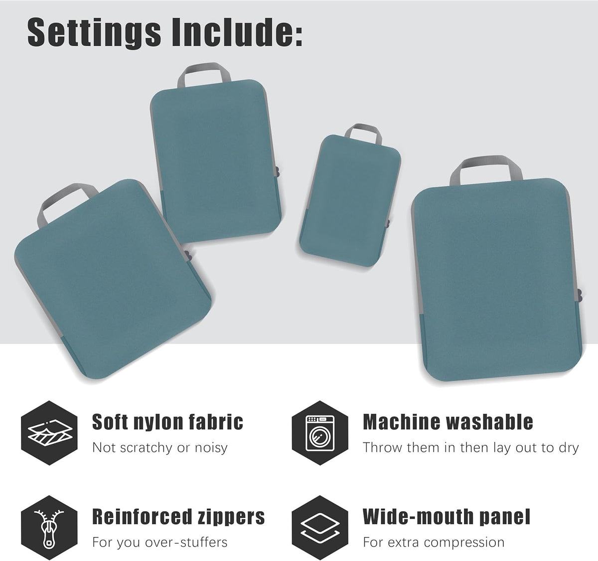 4 Set Compression Packing Cubes Travel - Travel Accessories Expandable Packing Organizers for Carry On - Essentials Luggage Bags - Black