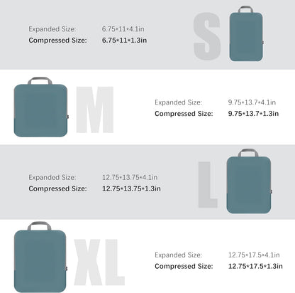 4 Set Compression Packing Cubes Travel - Travel Accessories Expandable Packing Organizers for Carry On - Essentials Luggage Bags - Black