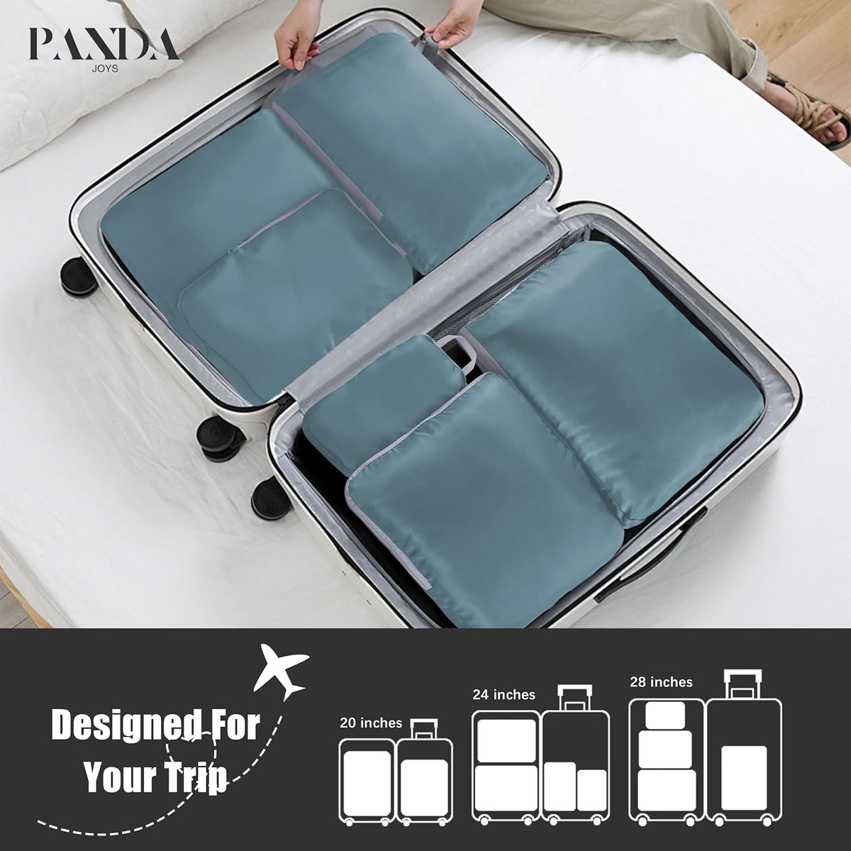 4 Set Compression Packing Cubes Travel - Travel Accessories Expandable Packing Organizers for Carry On - Essentials Luggage Bags - Black