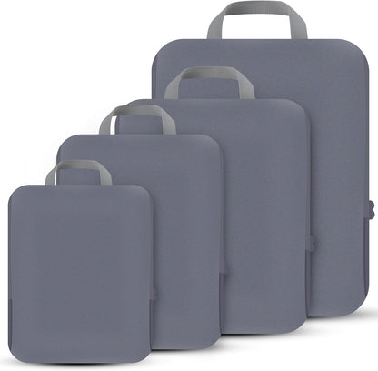 4 Set Compression Packing Cubes Travel - Travel Accessories Expandable Packing Organizers for Carry On - Essentials Luggage Bags - Black