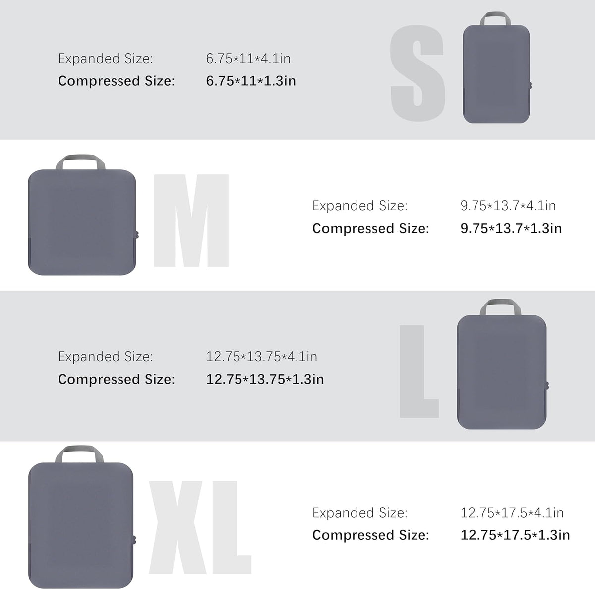 4 Set Compression Packing Cubes Travel - Travel Accessories Expandable Packing Organizers for Carry On - Essentials Luggage Bags - Black