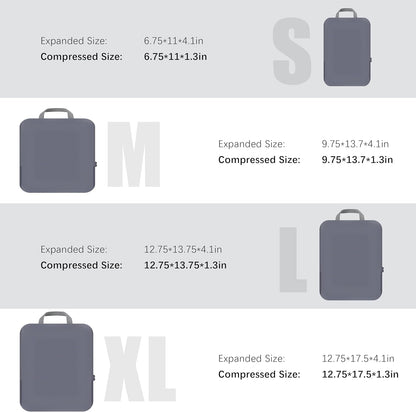 4 Set Compression Packing Cubes Travel - Travel Accessories Expandable Packing Organizers for Carry On - Essentials Luggage Bags - Black
