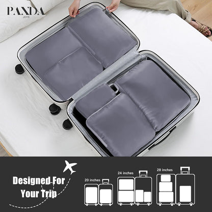 4 Set Compression Packing Cubes Travel - Travel Accessories Expandable Packing Organizers for Carry On - Essentials Luggage Bags - Black