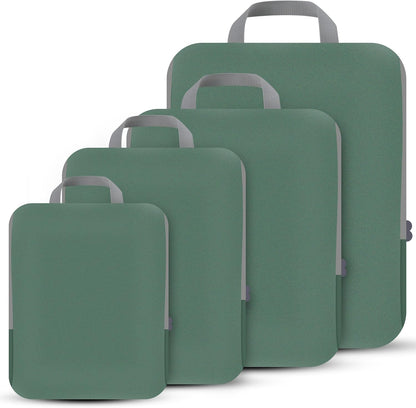 4 Set Compression Packing Cubes Travel - Travel Accessories Expandable Packing Organizers for Carry On - Essentials Luggage Bags - Black
