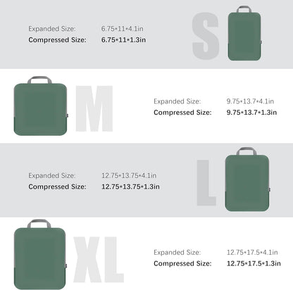 4 Set Compression Packing Cubes Travel - Travel Accessories Expandable Packing Organizers for Carry On - Essentials Luggage Bags - Black