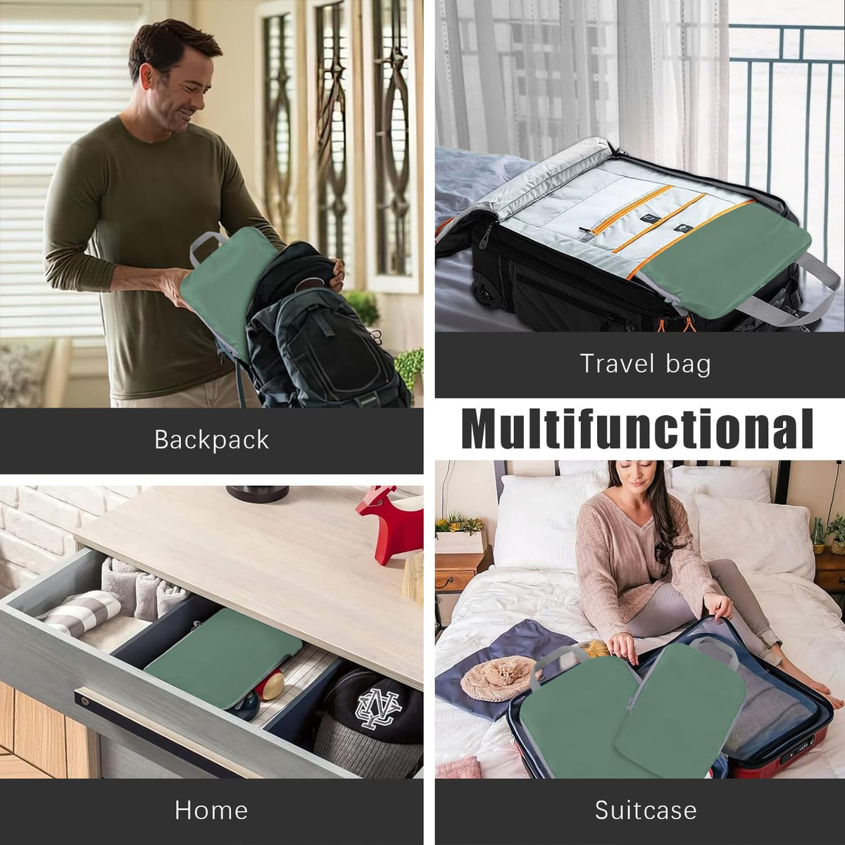 4 Set Compression Packing Cubes Travel - Travel Accessories Expandable Packing Organizers for Carry On - Essentials Luggage Bags - Black