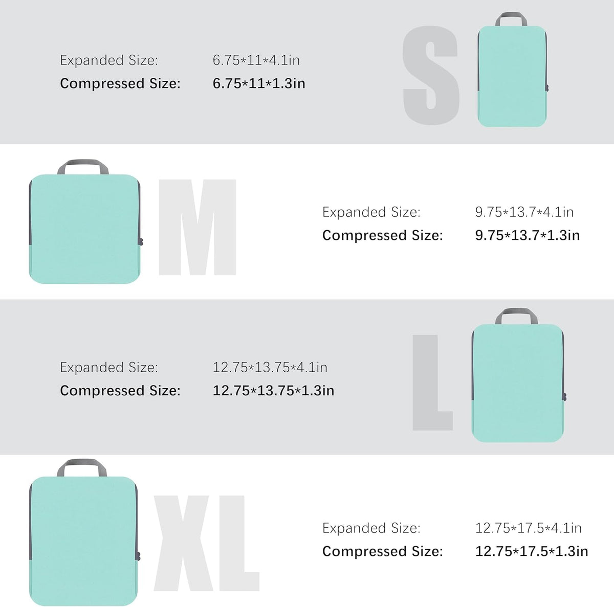 4 Set Compression Packing Cubes Travel - Travel Accessories Expandable Packing Organizers for Carry On - Essentials Luggage Bags - Black