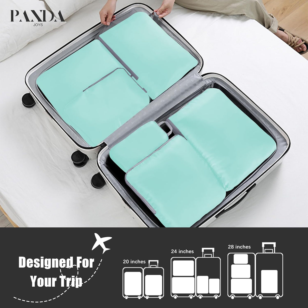 4 Set Compression Packing Cubes Travel - Travel Accessories Expandable Packing Organizers for Carry On - Essentials Luggage Bags - Black