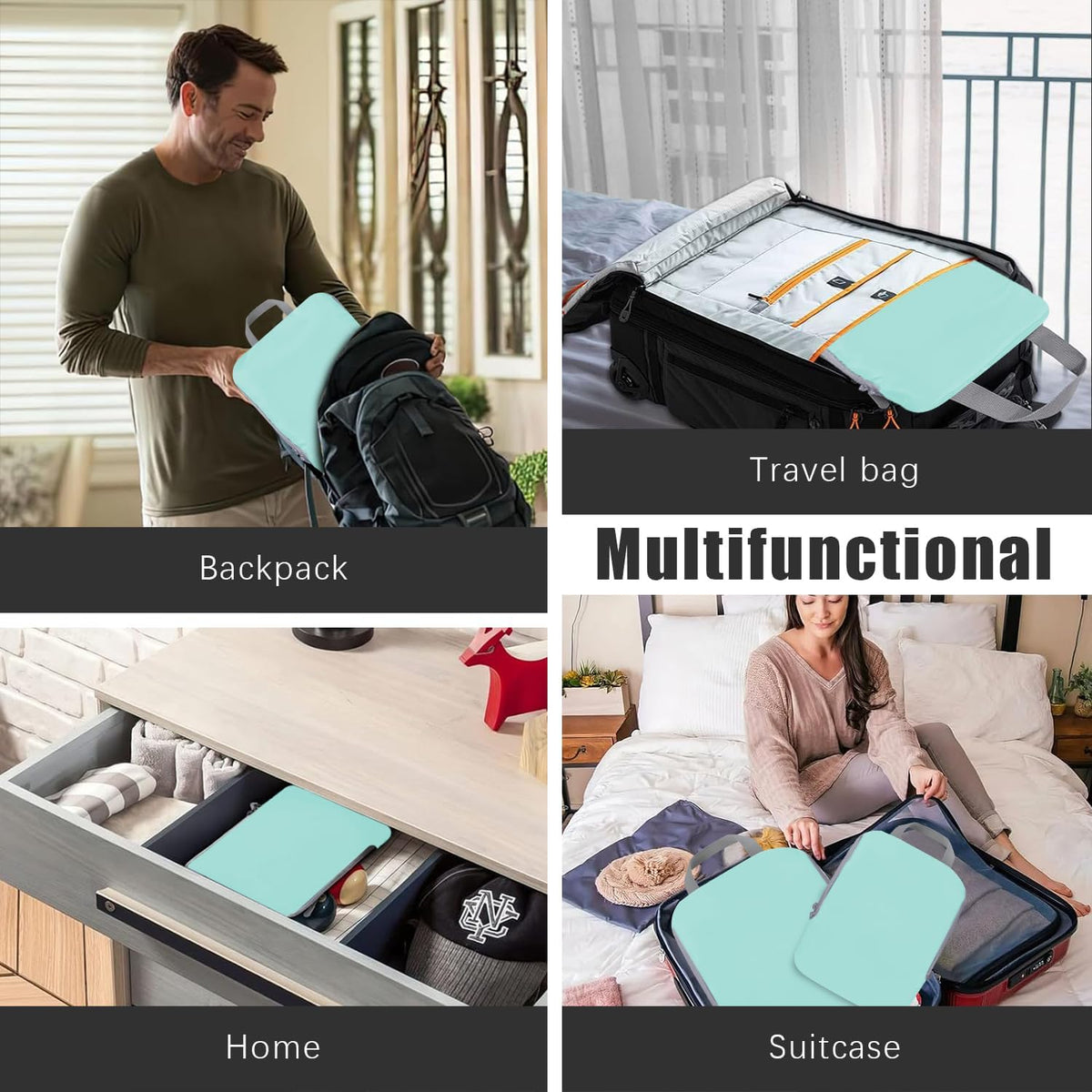 4 Set Compression Packing Cubes Travel - Travel Accessories Expandable Packing Organizers for Carry On - Essentials Luggage Bags - Black