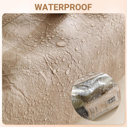 Cosmetic Bag for Women, Waterproof Foldable Travel Makeup Bag with Detachable Clear Pouches, 4-in-1 Hanging Cosmetic Organizer, Large Capacity Portable Makeup Case (Khaki)