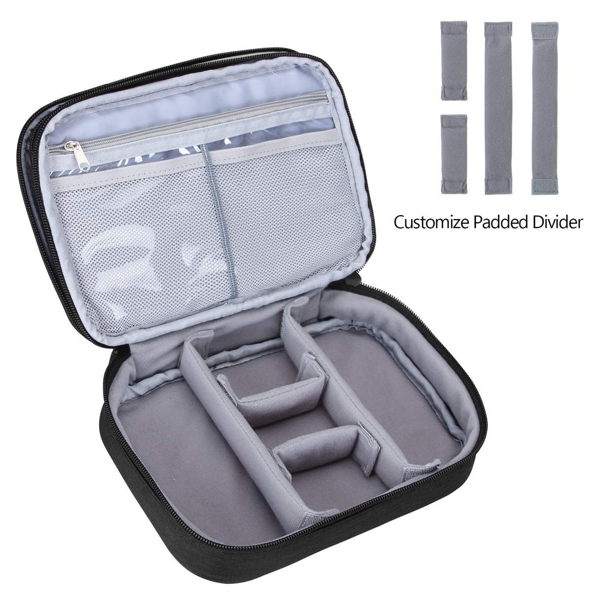 Travel Makeup Brush Case(up to 8.8"), Professional Makeup Train Organizer Bag with Handle Strap for Makeup Brushes and Makeup Essentials-Medium, Black(No Accessories Included)