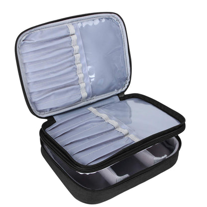 Travel Makeup Brush Case(up to 8.8"), Professional Makeup Train Organizer Bag with Handle Strap for Makeup Brushes and Makeup Essentials-Medium, Black(No Accessories Included)