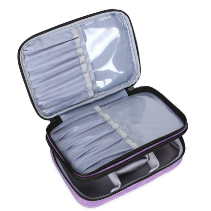 Travel Makeup Brush Case(up to 8.8"), Professional Makeup Train Organizer Bag with Handle Strap for Makeup Brushes and Makeup Essentials-Medium, Black(No Accessories Included)