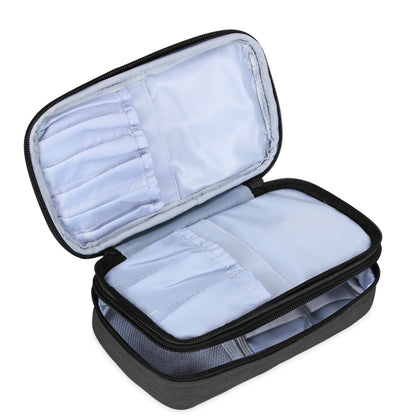 Travel Makeup Brush Case(up to 8.8"), Professional Makeup Train Organizer Bag with Handle Strap for Makeup Brushes and Makeup Essentials-Medium, Black(No Accessories Included)