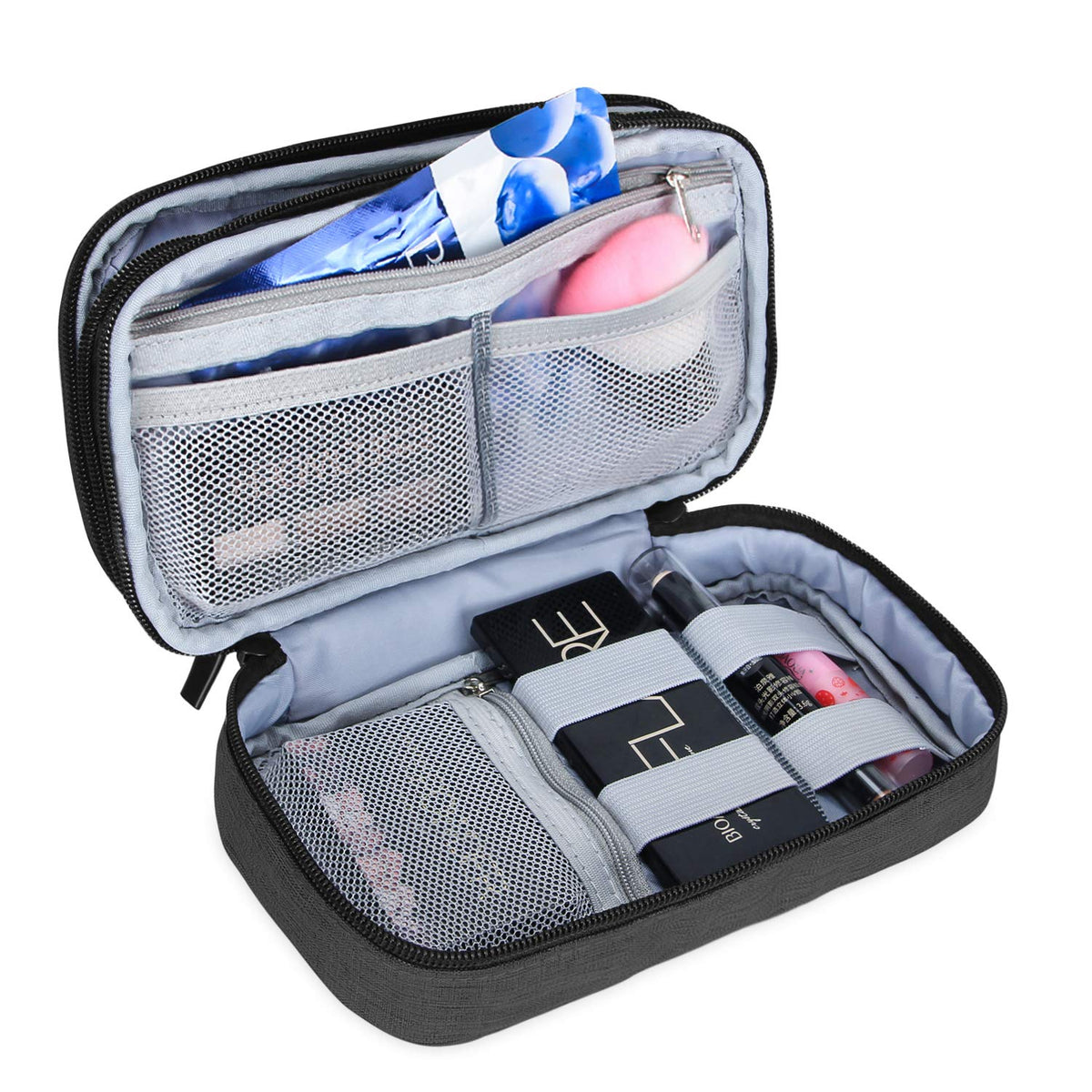 Travel Makeup Brush Case(up to 8.8"), Professional Makeup Train Organizer Bag with Handle Strap for Makeup Brushes and Makeup Essentials-Medium, Black(No Accessories Included)