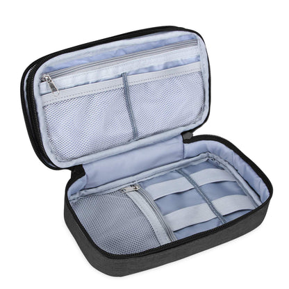 Travel Makeup Brush Case(up to 8.8"), Professional Makeup Train Organizer Bag with Handle Strap for Makeup Brushes and Makeup Essentials-Medium, Black(No Accessories Included)