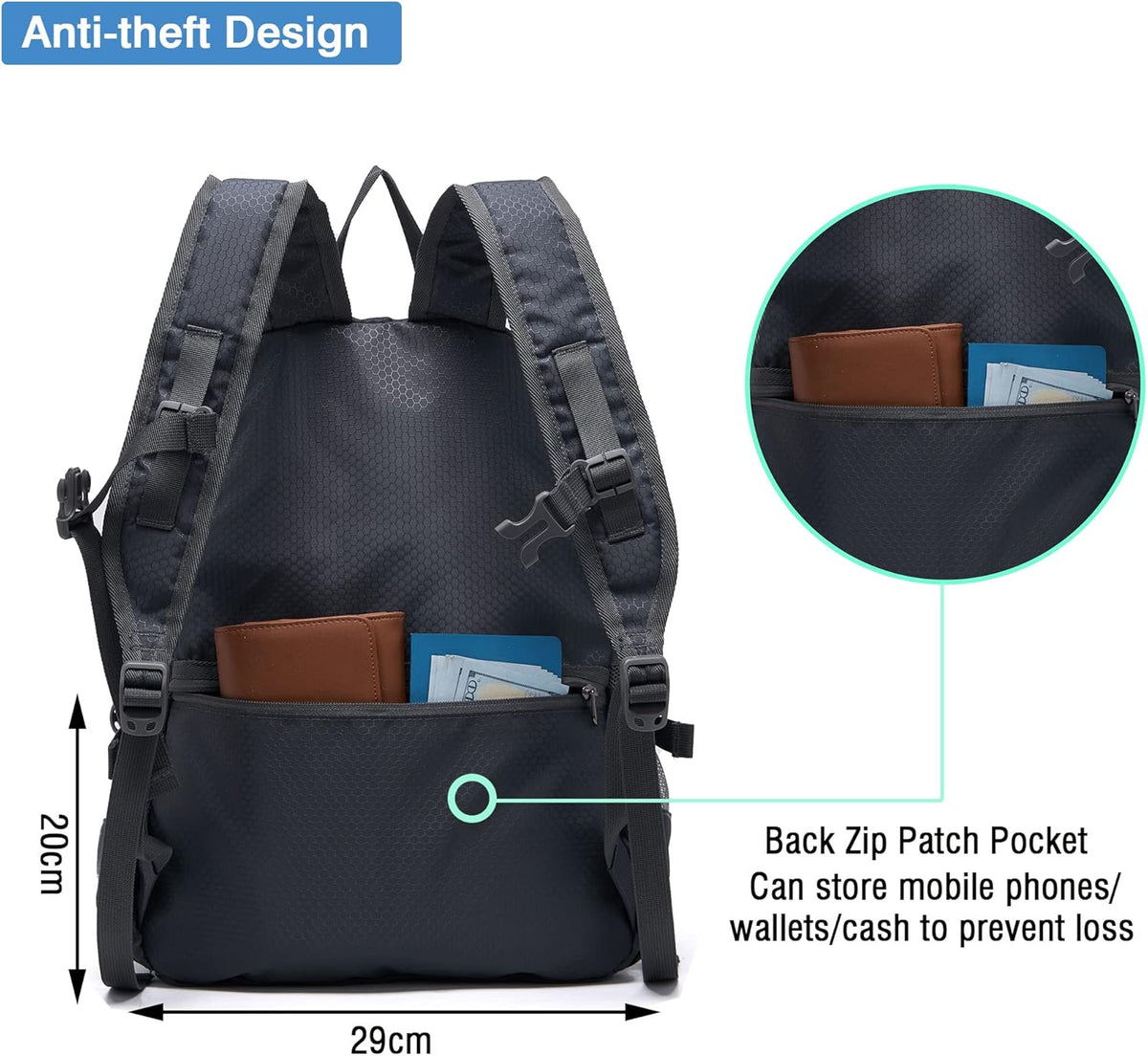 Hiking Backpack 20L Packable Packable Lightweight Day Pack for Women & Men | Lightweight no heavy burden,Travel,waterproof essential for sports,foldable storage, small,Suitable for all ages 12 and above