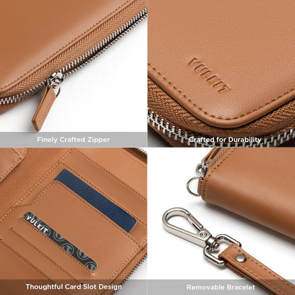 Family Passport Holder for 4 Passports, RFID Blocking Travel Wallet | 6 Card Slots, 2 SIM Pockets, Secure Zipper Closure, Holds 4 Passports, Family Travel Essential
