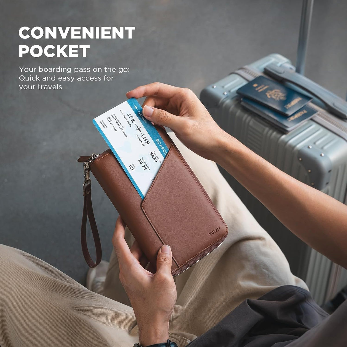 Family Passport Holder for 4 Passports, RFID Blocking Travel Wallet | 6 Card Slots, 2 SIM Pockets, Secure Zipper Closure, Holds 4 Passports, Family Travel Essential