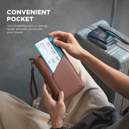 Family Passport Holder for 4 Passports, RFID Blocking Travel Wallet | 6 Card Slots, 2 SIM Pockets, Secure Zipper Closure, Holds 4 Passports, Family Travel Essential