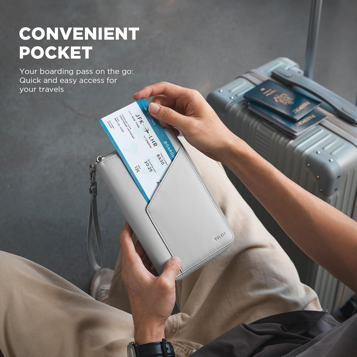 Family Passport Holder for 4 Passports, RFID Blocking Travel Wallet | 6 Card Slots, 2 SIM Pockets, Secure Zipper Closure, Holds 4 Passports, Family Travel Essential