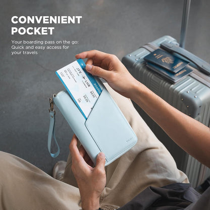 Family Passport Holder for 4 Passports, RFID Blocking Travel Wallet | 6 Card Slots, 2 SIM Pockets, Secure Zipper Closure, Holds 4 Passports, Family Travel Essential