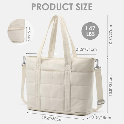 Tote Bag for Women,Puffer Work Bags with Zipper Compartments, Expandable Handbag for Travel Work Sport