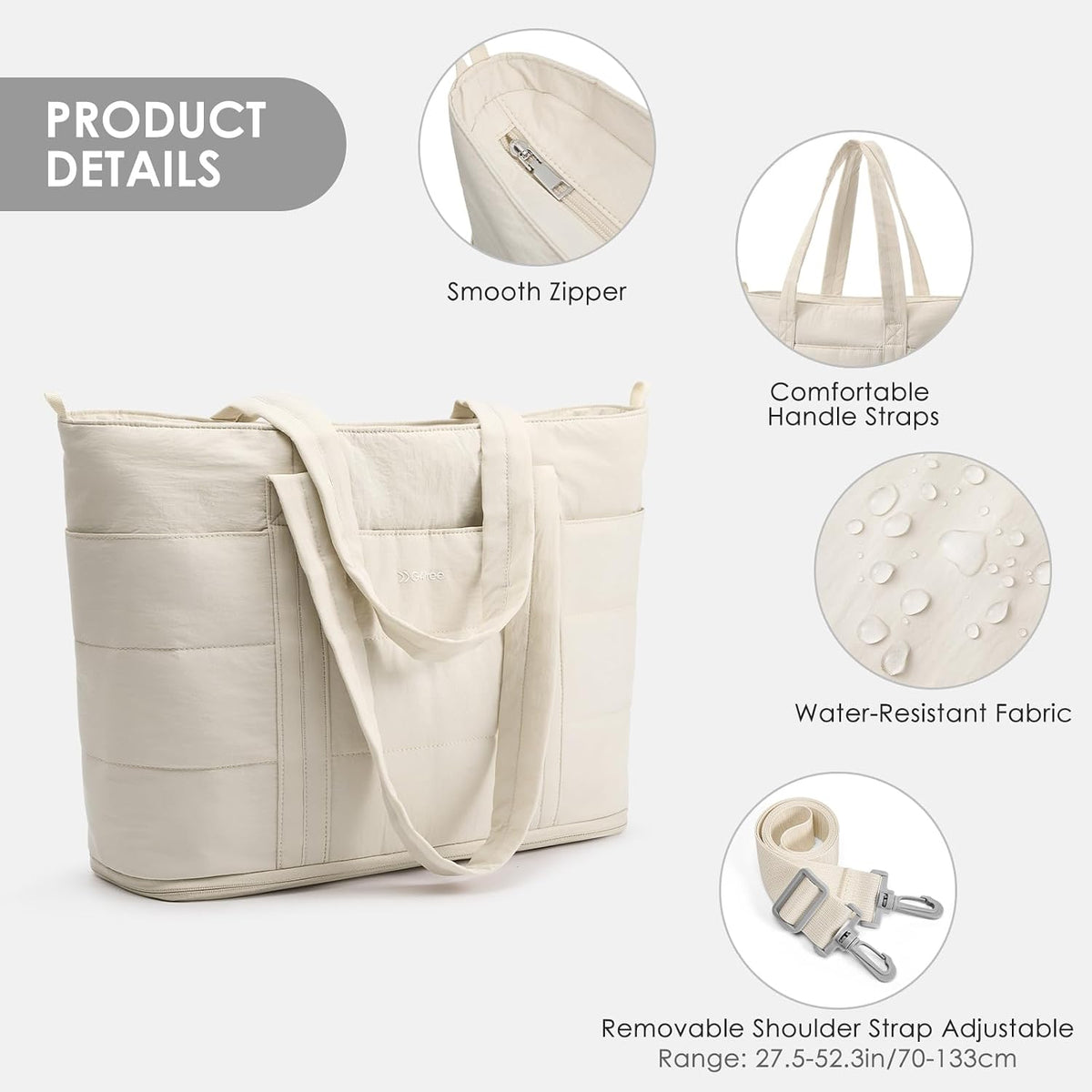 Tote Bag for Women,Puffer Work Bags with Zipper Compartments, Expandable Handbag for Travel Work Sport