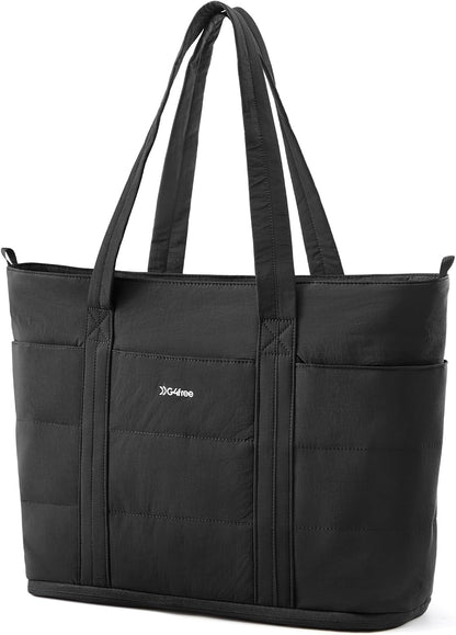 Tote Bag for Women,Puffer Work Bags with Zipper Compartments, Expandable Handbag for Travel Work Sport
