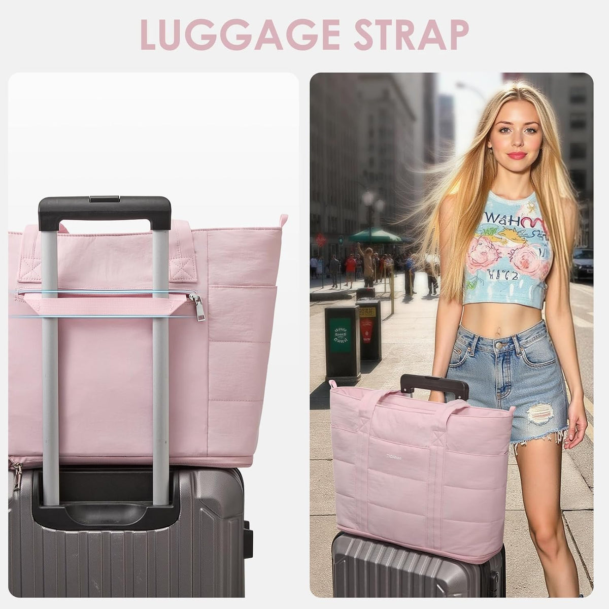 Tote Bag for Women,Puffer Work Bags with Zipper Compartments, Expandable Handbag for Travel Work Sport