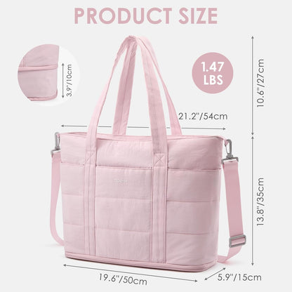 Tote Bag for Women,Puffer Work Bags with Zipper Compartments, Expandable Handbag for Travel Work Sport