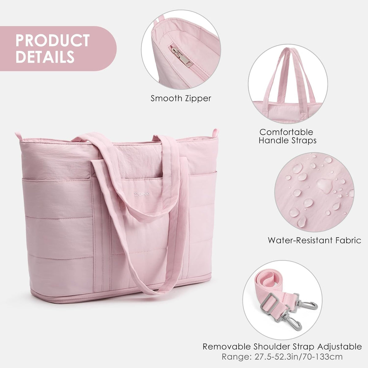 Tote Bag for Women,Puffer Work Bags with Zipper Compartments, Expandable Handbag for Travel Work Sport