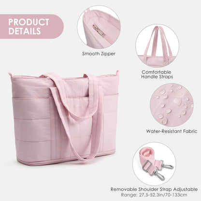 Tote Bag for Women,Puffer Work Bags with Zipper Compartments, Expandable Handbag for Travel Work Sport