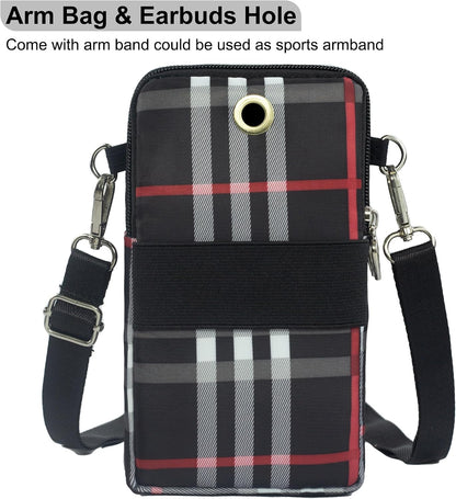 Small Crossbody Bag for Women, Multi Zip Pockets Nylon Wallet Purse Credit Card Holder with Detachable Hand Strap