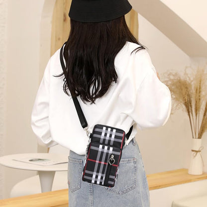 Small Crossbody Bag for Women, Multi Zip Pockets Nylon Wallet Purse Credit Card Holder with Detachable Hand Strap