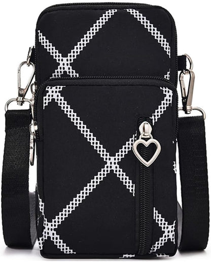 Small Crossbody Bag for Women, Multi Zip Pockets Nylon Wallet Purse Credit Card Holder with Detachable Hand Strap
