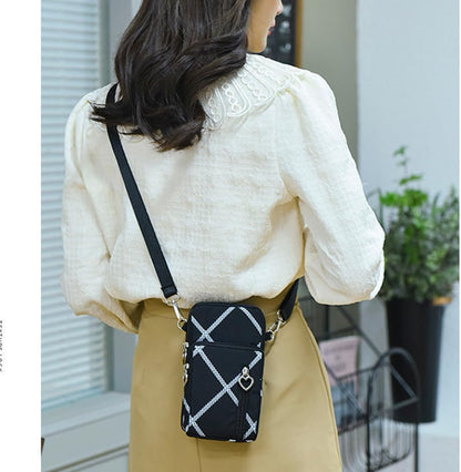 Small Crossbody Bag for Women, Multi Zip Pockets Nylon Wallet Purse Credit Card Holder with Detachable Hand Strap