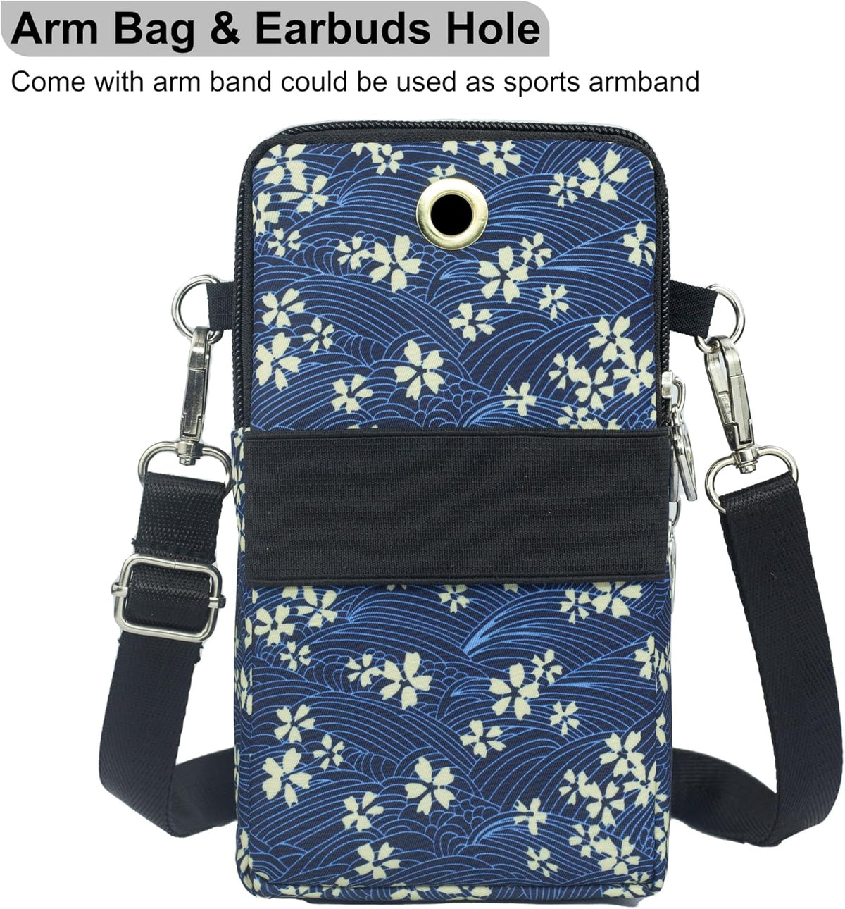 Small Crossbody Bag for Women, Multi Zip Pockets Nylon Wallet Purse Credit Card Holder with Detachable Hand Strap