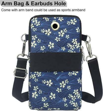 Small Crossbody Bag for Women, Multi Zip Pockets Nylon Wallet Purse Credit Card Holder with Detachable Hand Strap