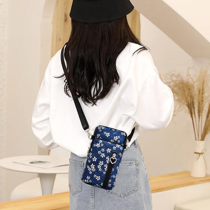 Small Crossbody Bag for Women, Multi Zip Pockets Nylon Wallet Purse Credit Card Holder with Detachable Hand Strap