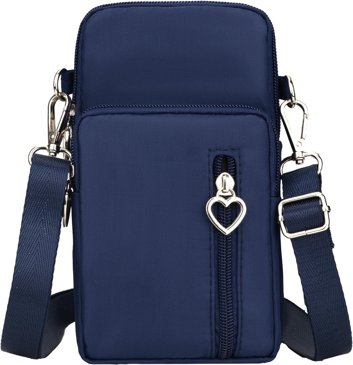 Small Crossbody Bag for Women, Multi Zip Pockets Nylon Wallet Purse Credit Card Holder with Detachable Hand Strap