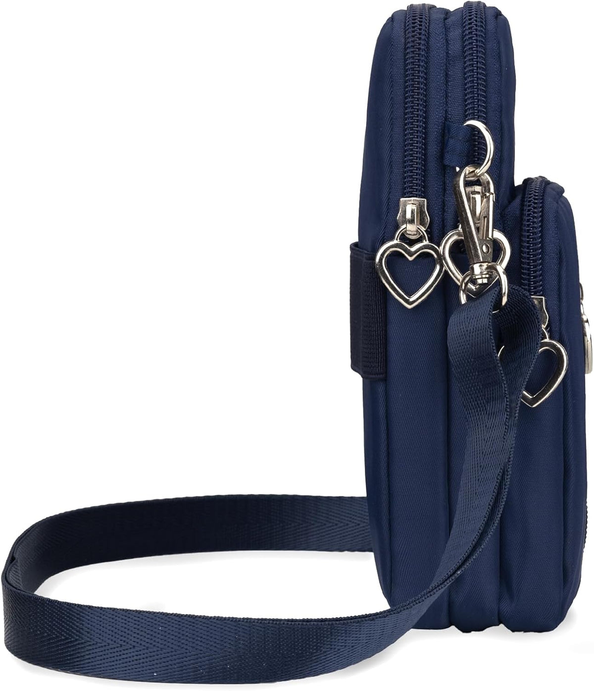 Small Crossbody Bag for Women, Multi Zip Pockets Nylon Wallet Purse Credit Card Holder with Detachable Hand Strap