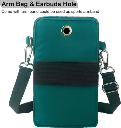 Small Crossbody Bag for Women, Multi Zip Pockets Nylon Wallet Purse Credit Card Holder with Detachable Hand Strap