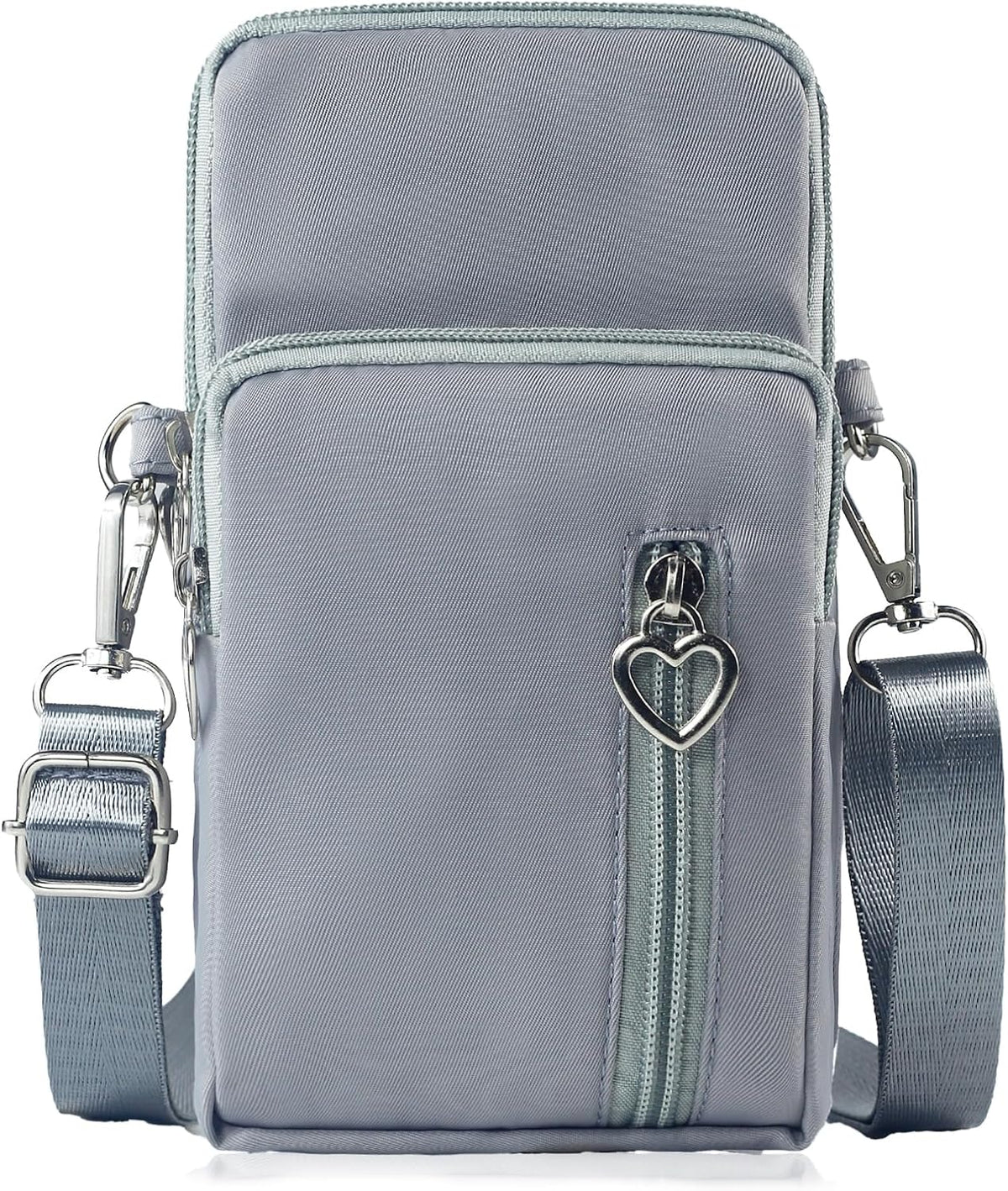 Small Crossbody Bag for Women, Multi Zip Pockets Nylon Wallet Purse Credit Card Holder with Detachable Hand Strap