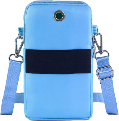 Small Crossbody Bag for Women, Multi Zip Pockets Nylon Wallet Purse Credit Card Holder with Detachable Hand Strap