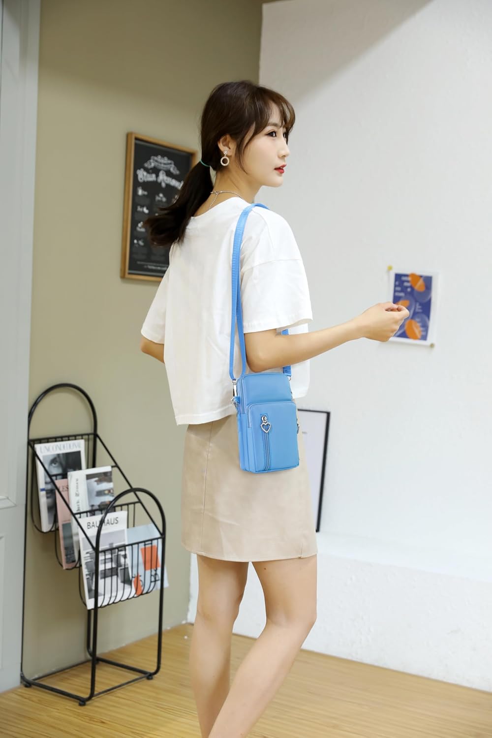 Small Crossbody Bag for Women, Multi Zip Pockets Nylon Wallet Purse Credit Card Holder with Detachable Hand Strap