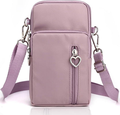Small Crossbody Bag for Women, Multi Zip Pockets Nylon Wallet Purse Credit Card Holder with Detachable Hand Strap