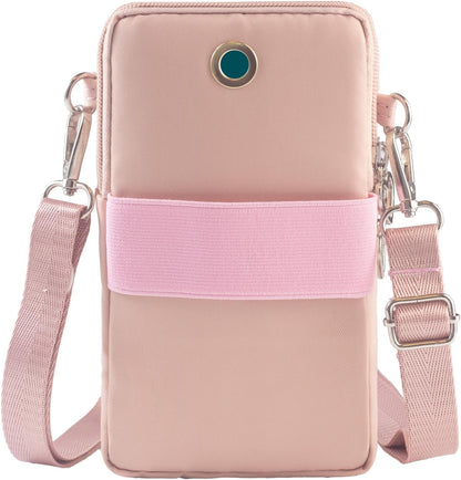 Small Crossbody Bag for Women, Multi Zip Pockets Nylon Wallet Purse Credit Card Holder with Detachable Hand Strap