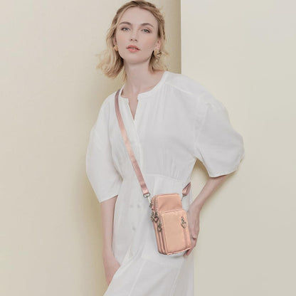 Small Crossbody Bag for Women, Multi Zip Pockets Nylon Wallet Purse Credit Card Holder with Detachable Hand Strap